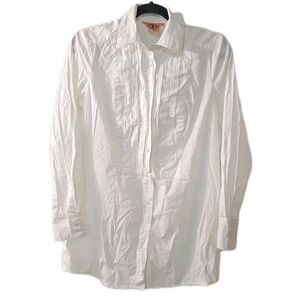 Tory Burch White Long Sleeve Button Up Collared‎ Blouse Shirt Top Women's Size 4